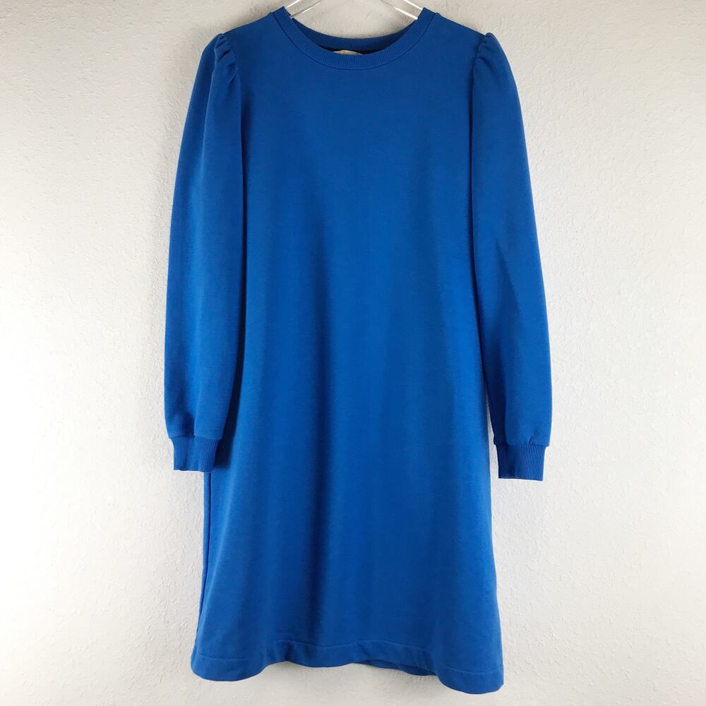 Boden Long Sleeve Pullover Sweatshirt Dress Blue Cotton Blend Minimalist US 12R
